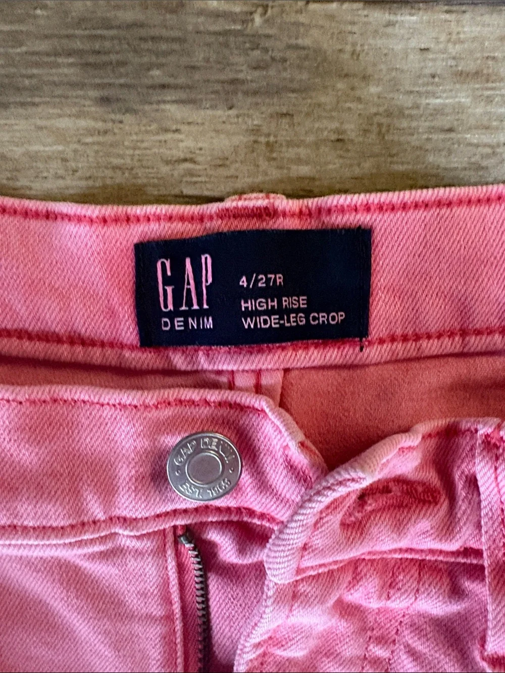 GAP Pink High Rise Wide Leg Crop Jeans Size 4 27R